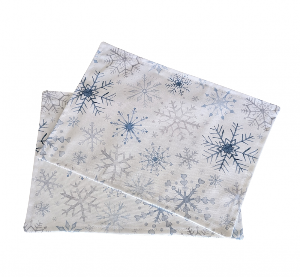 Christmas Blue and Grey Snowflake Placemats